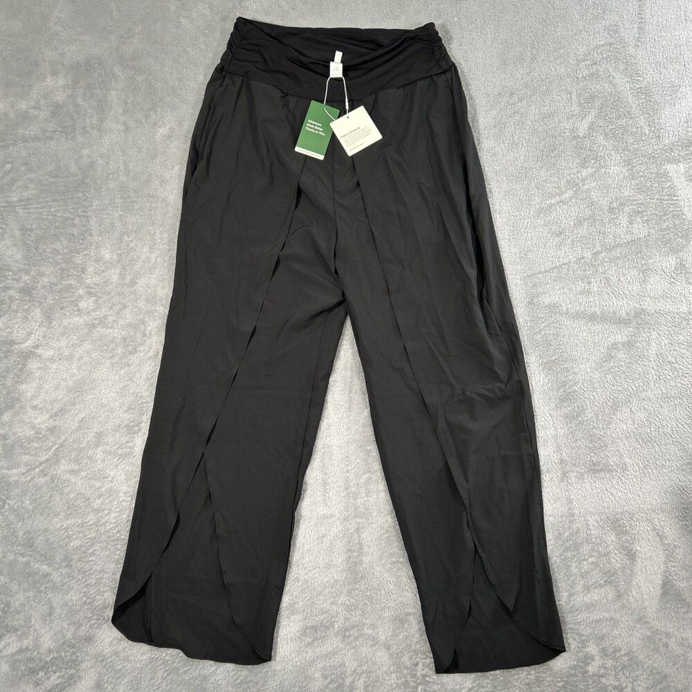 Halara Breezeful High Waisted Resort Pants Womens Medium Quick Dry Slit Black